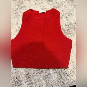 NWOT Aritzia Babaton Red Ribbed Crop Tank